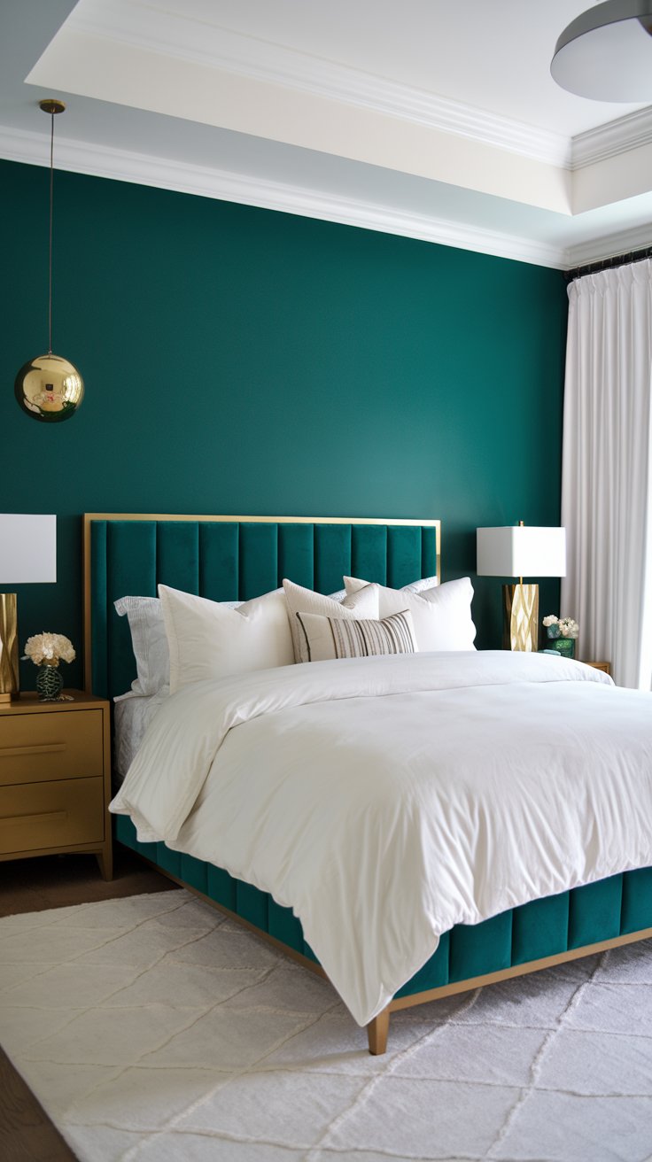 Green wall behind the bed - DIY home decor ideas - Cordoba decor