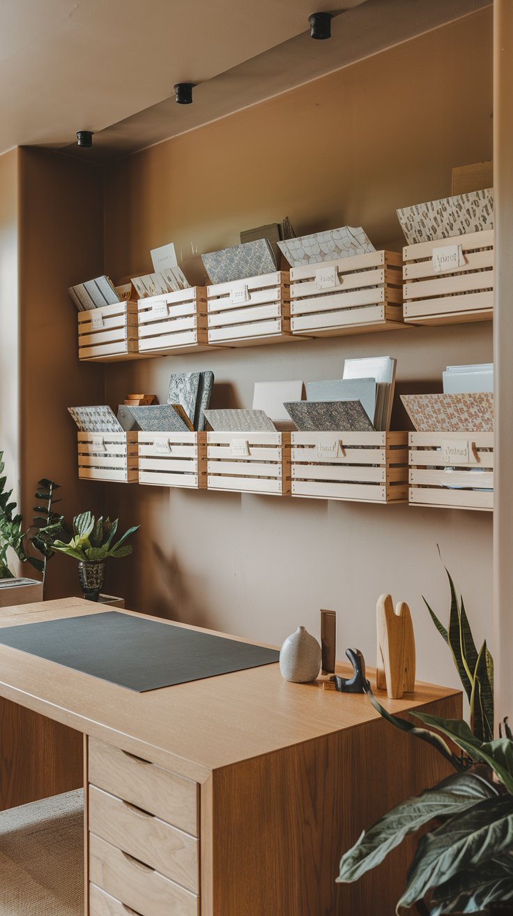 Home Office File Storage with crates - cordoba decor