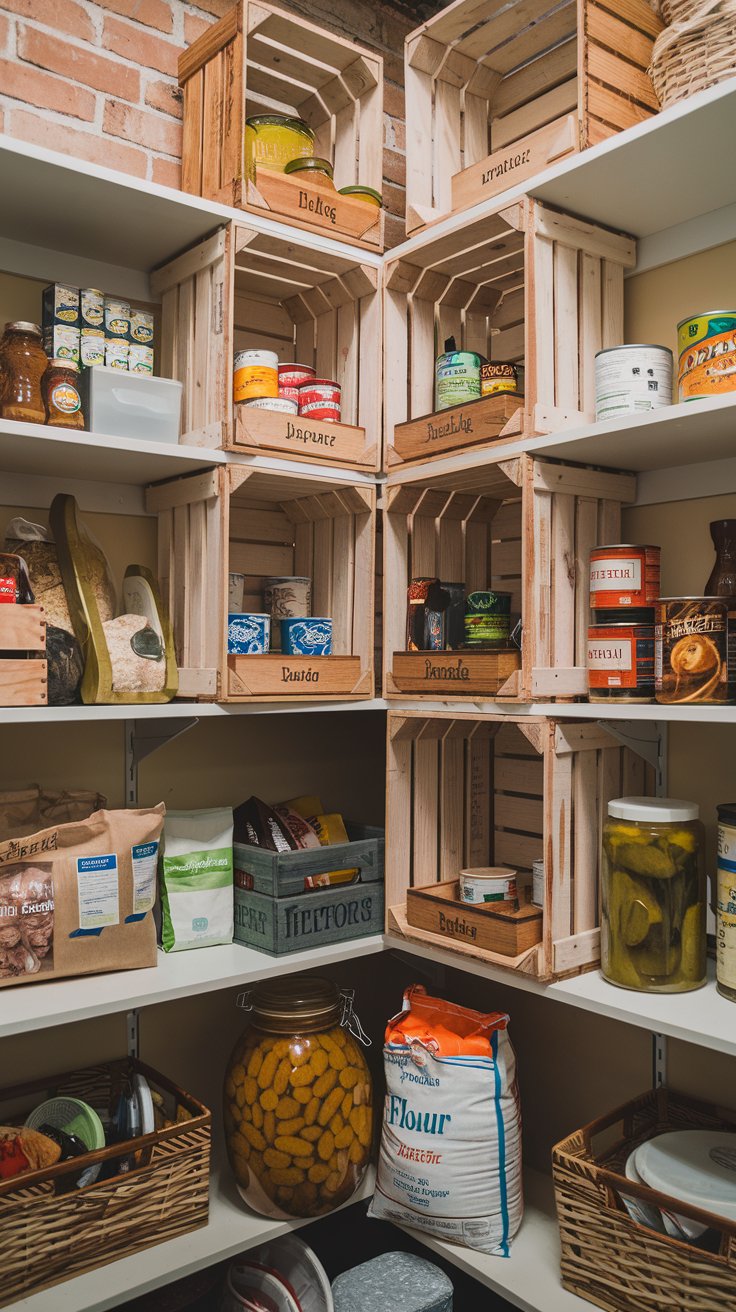 Kitchen Pantry Solution with crates- cordobdecor