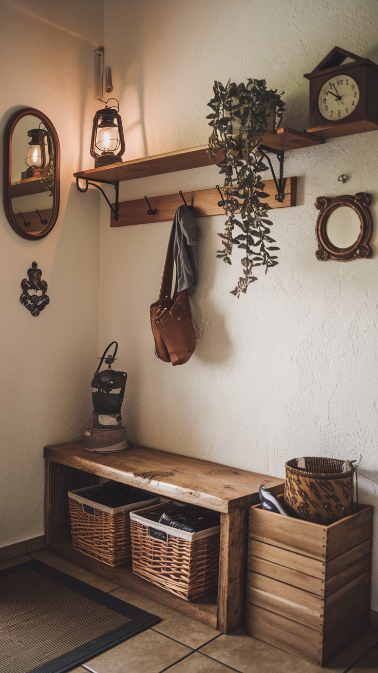 Rustic Entryway Organizer with wooden crates - simple and cozy entryway-cordobadecor