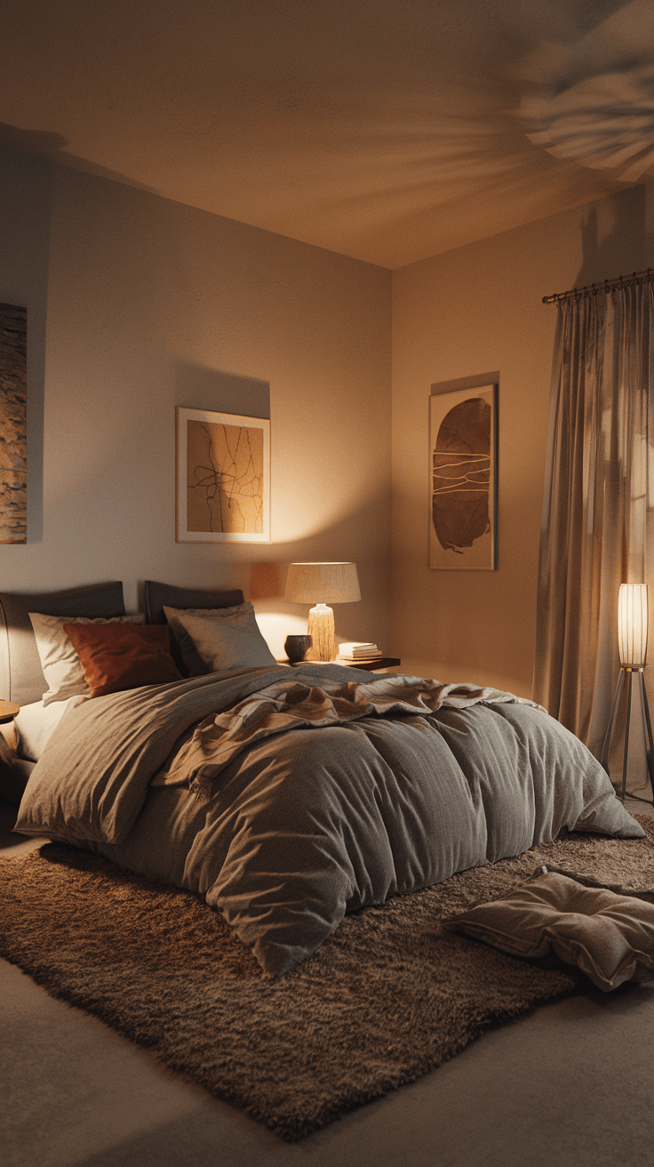 a bedroom with a warm light - cordoba decor