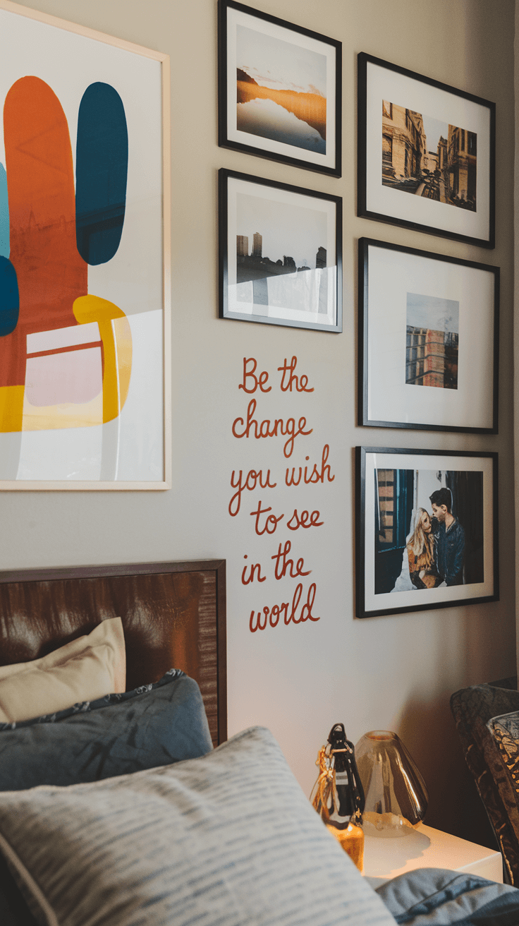 bedroom wall covered with your motivation words- cordoba decor