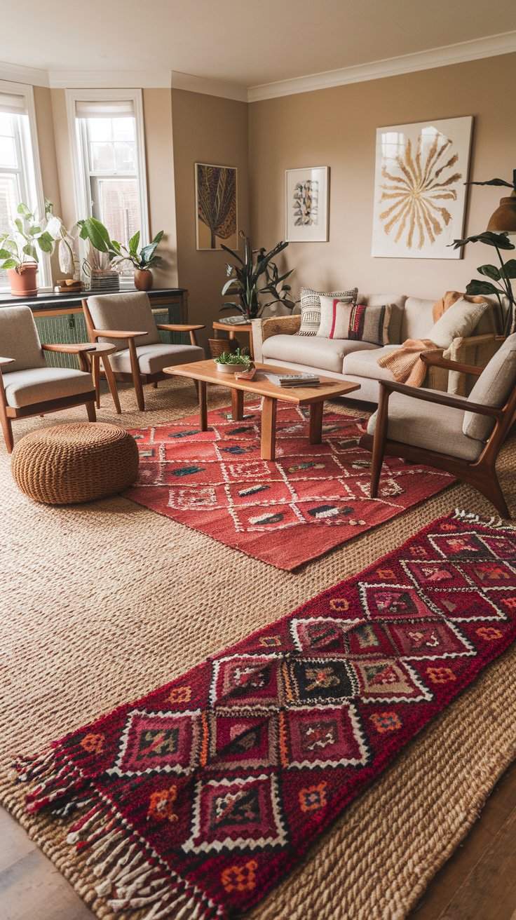 boho living room with your rug - cordoba decor